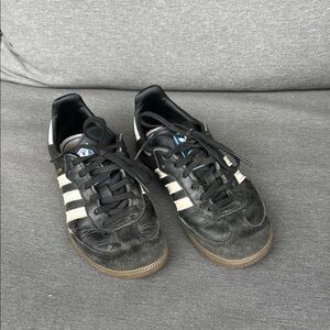 adidas Black Leather Sneakers with White Stripes